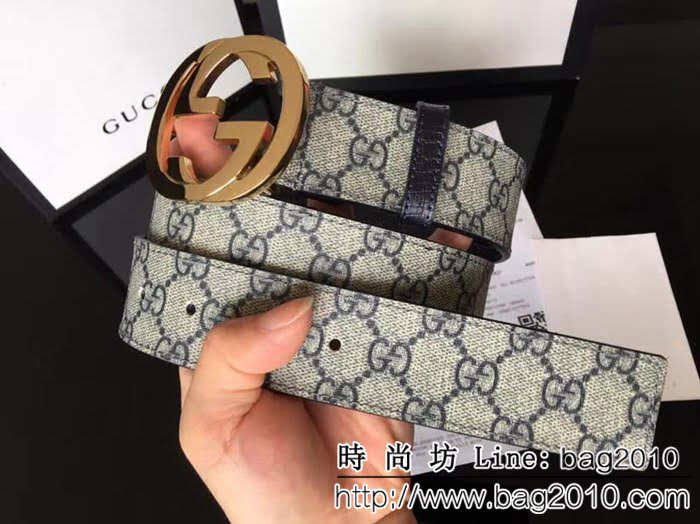 古馳CUCCI 經典款高級人造革面 大圓餅純銅亮面扣 高端男士皮帶 GHG1466